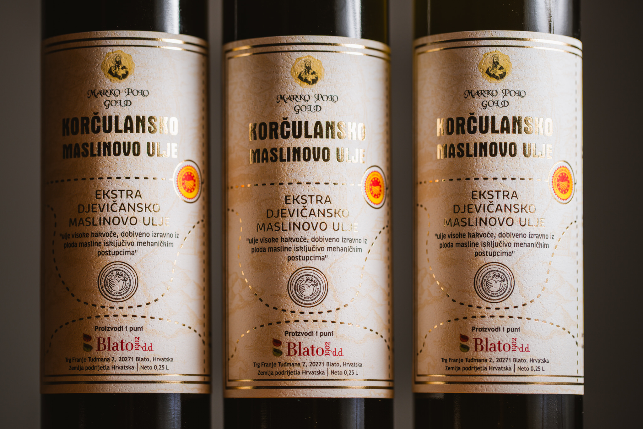 Ekstradjevičansko_Korčulansko maslinovo ulje Marko Polo Gold_Uljara Blato 1902_otok Korčula